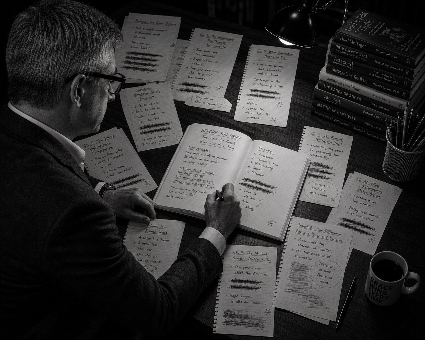 Tom Briggs working through the ideas behind Before You Drift